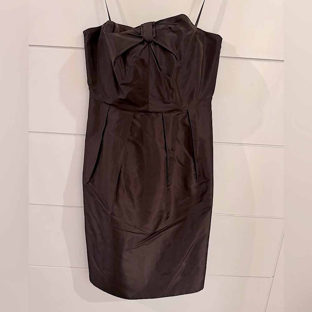 J Crew Formal Cocktail Bridesmaid Silk Strapless Dress Brown Size 4